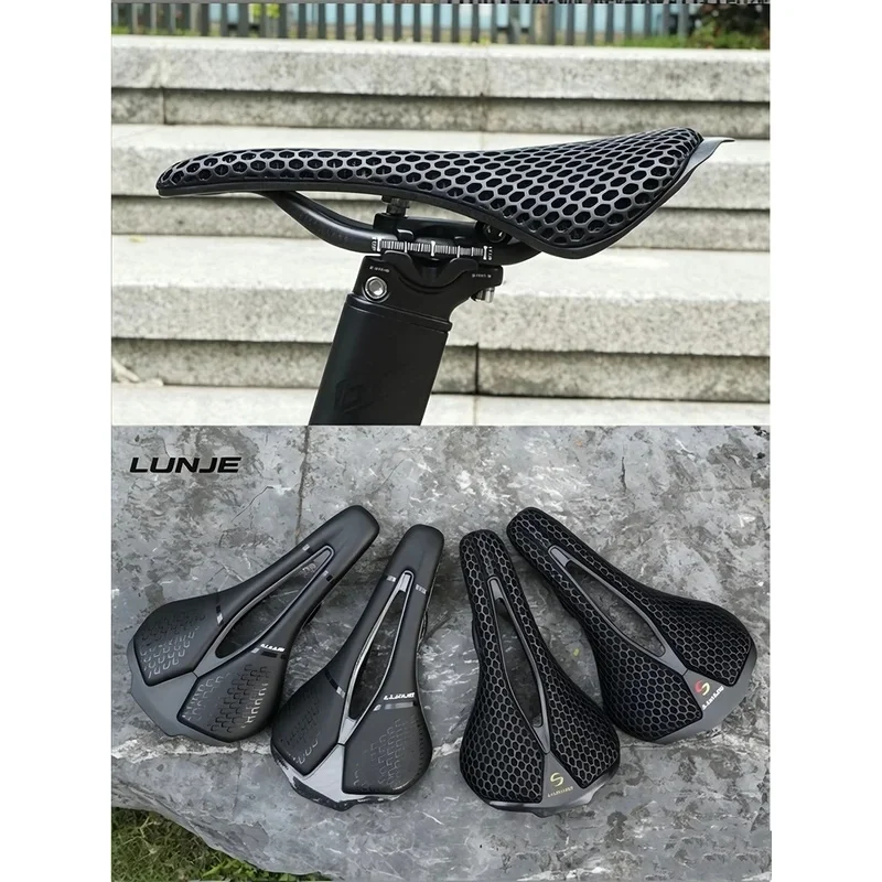 3D Printed Bike Saddle Carbon Fiber Hollow Comfortable Breathable for MTB Gravel Road Bicycle Cycling Seat