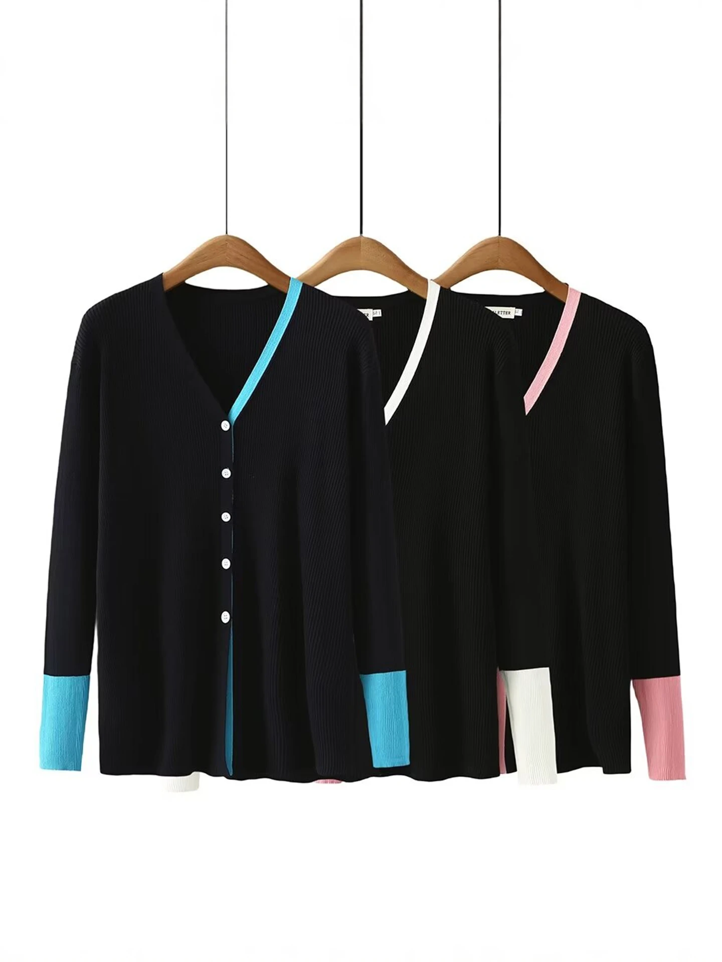 

Color Blo V Ne Knitted Open Cardigan plus Size Women's Slimming Versatile Knitwear Autumn Outerwear Casual Loose Fit