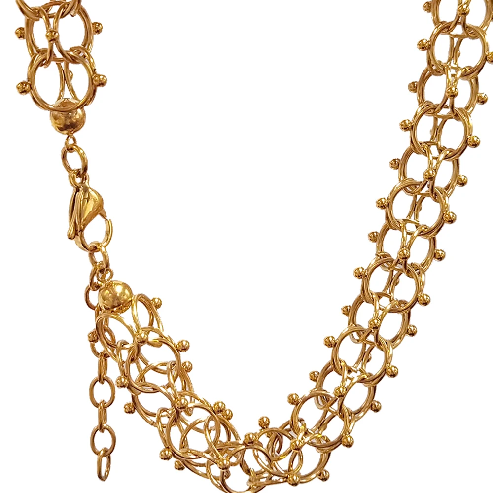 

18K PVD Gold Plated Thick Stainless Steel Rolo Ball Chain Necklace Bracelet Round Unisex Hip Hop Stackable Daily Jewelry Gift