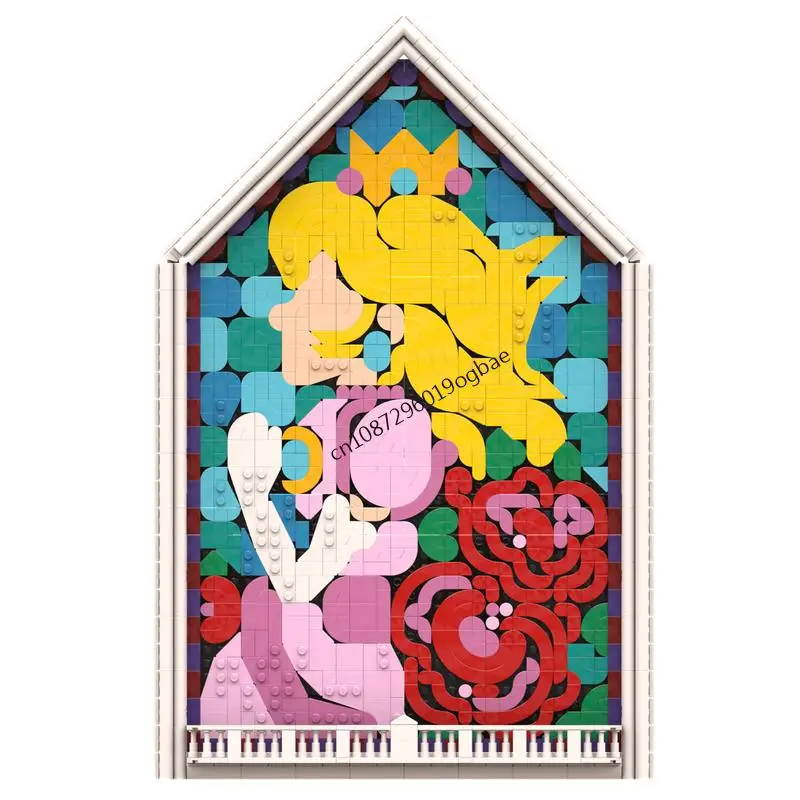 New 1264Pcs Famous Super Game Series Princess Peach Stained Art Moc Model Custom Puzzle Diy Creative Ideas Kid Toy Birthday Gift