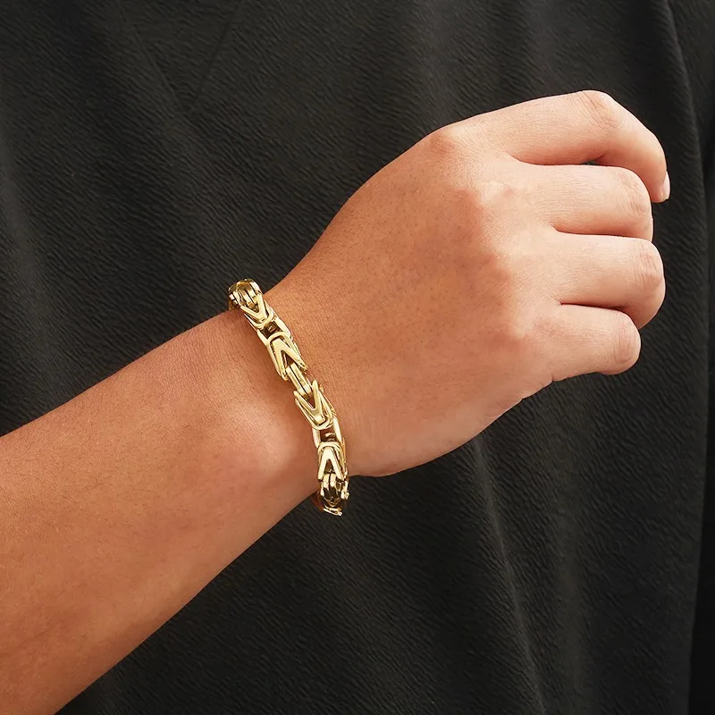 KALEN 8mm Vintage Byzantine Bicycle Bracelet For Men Combination Chain Rainbow Multi-color 316L Stainless Steel Jewelry