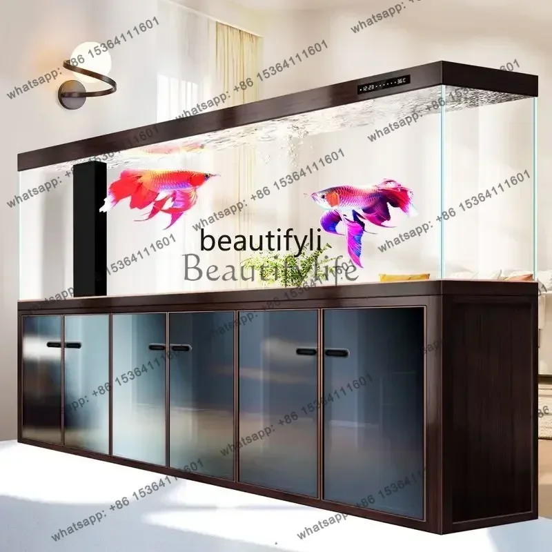 45Ultra-white glass bottom filter cylinder integrated stretch bar living room industrial dragon fish tank large water-free