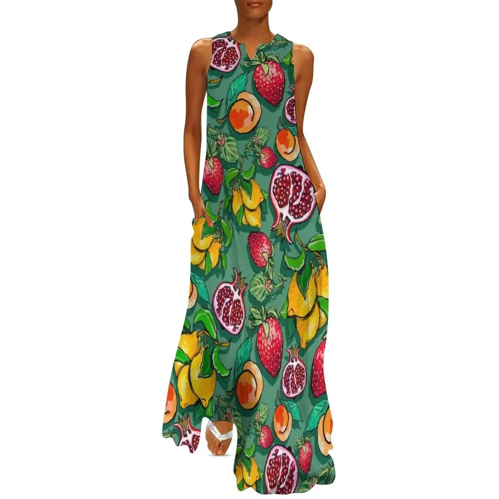 

Green Fruit Salad Long Dress dresses women summer 2025 sensual sexy dress for women Woman fashion Evening gown Dress