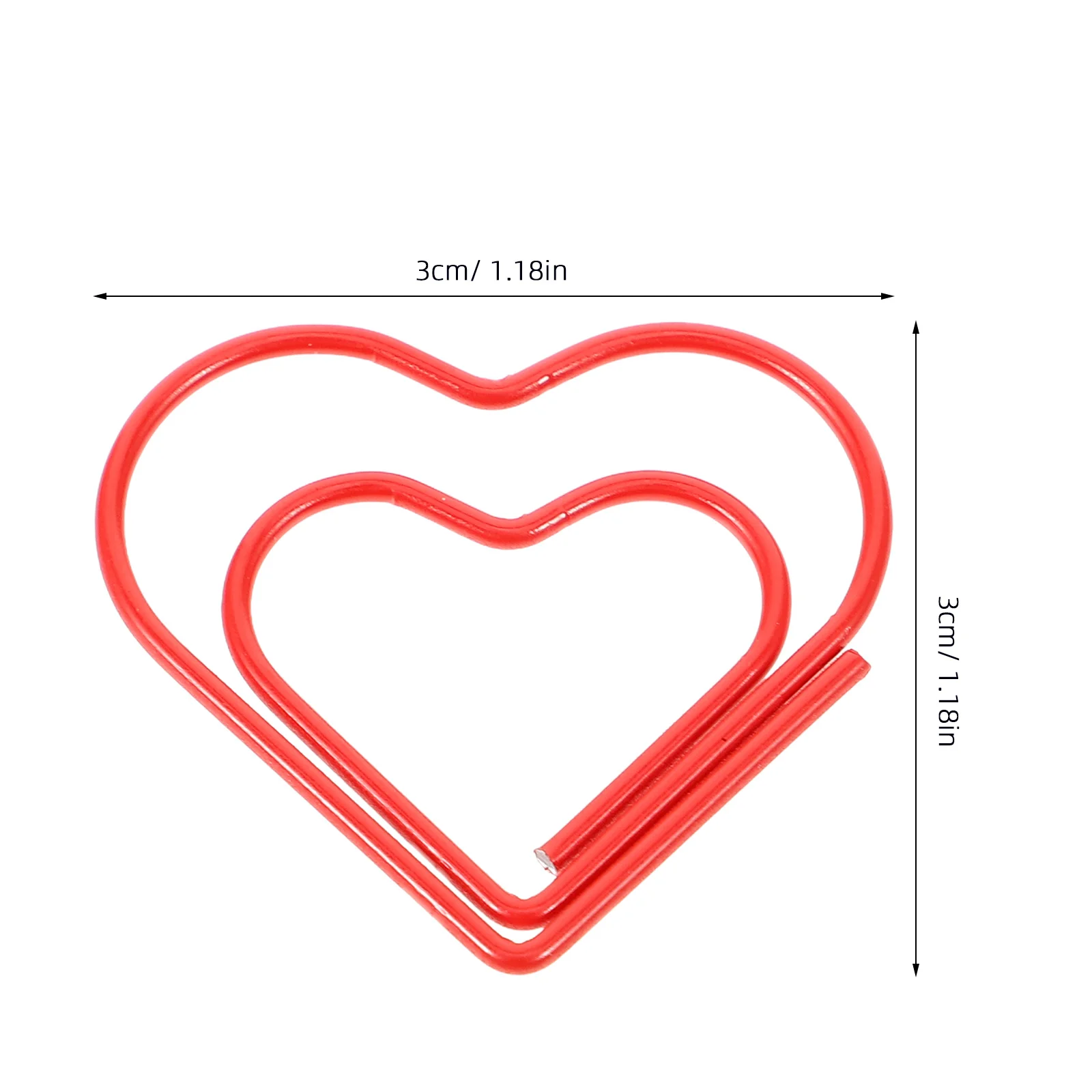 Trombones coeur d'amour, marque-page de marquage, épingle, accessoires de bureau, rouge, trombones coeur rouge, 100 pièces