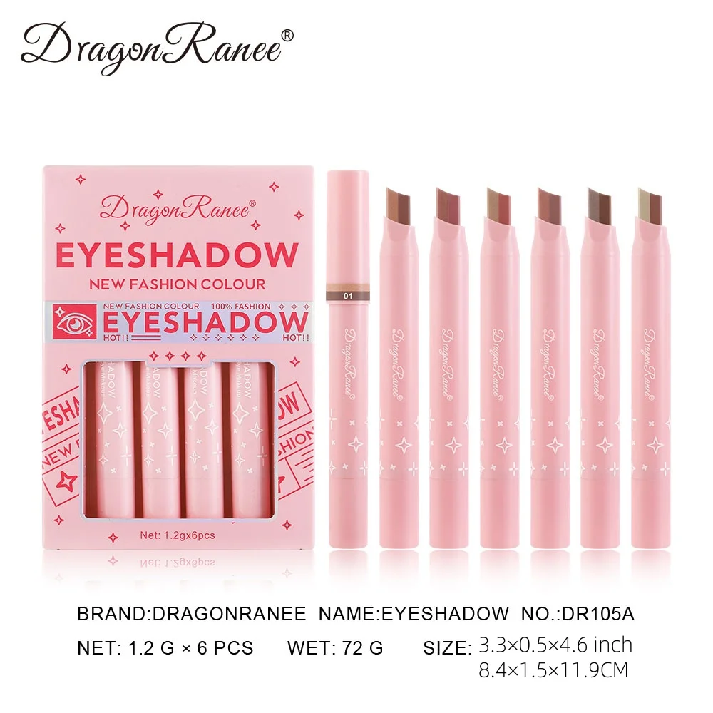 عصا ظلال عيون بلونين، مجموعة من ستة عبوات، قلم ظلال عيون عالي اللمعان، قالب بلمسة واحدة، مقاوم للماء، يدوم طويلاً، قلم ظلال عيون رقيق وغير ملطخ #4