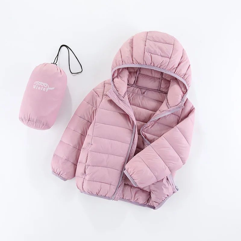New children down jacket private baby hooded thin section down wear children\'s wear cotton cotton-padded jacket pure color coat