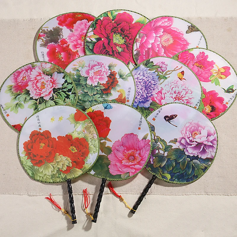 

23cm Palace Fan Tuan Fan Printed Fan Peony Beauty Figure Chinese Style Gift Gift Round Fan Dance Fan Hanfu Accessories