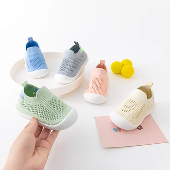אביב פופולרי חדש תינוק נעלי רשת לסרוג לנשימה ילד בנות בני 0-3T הקיץ להחליק על מקרית סניקרס לפעוטות ללא החלקה Prewalker