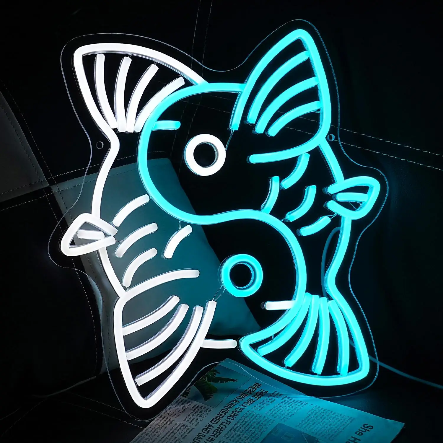 

Koi Fish Brocaded Carp Neon Sign Wall Decor Yin Yang Eight Diagram LED Light Japanese Bedroom Hotel Shop Mall Hotel Decoration