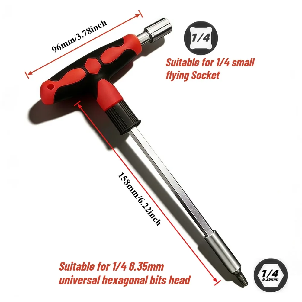 T-Handle Screwdriver Set with Cross and Straight Slot Hexagon and Plum-shaped Heads Plus Socket Set for DIY Lovers Maintenance view 6