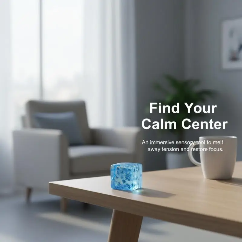 Ice Cube Stress Squeeze Toy with Snowflakes Perfect for Anxiety Relief and Relaxation