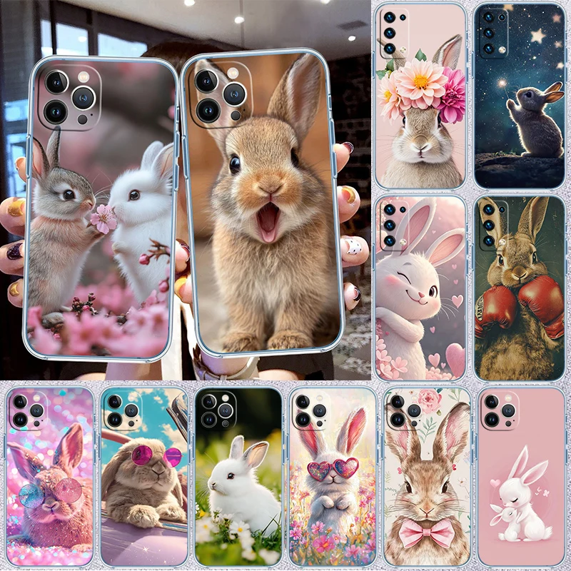 IW8 Cute Rabbit Transparent Phone Case for Samsung Galaxy A04 A04S A14 A23 A34 A54 M23 M33 M52 M53