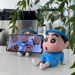 Anime Loopy 짱구 Phone Holder Kawaii Anime Desktop Ornaments Cartoon Watching TV Phone Support Cute Doll Decorations Toy Gifts