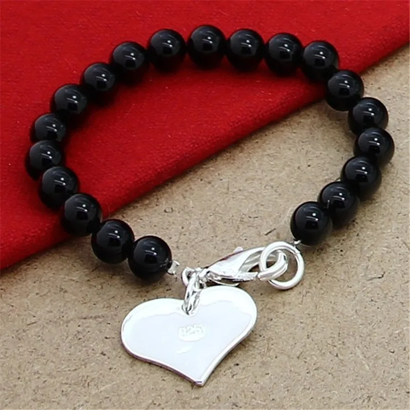 

Fashion 925 Sterling Silver Heart Pendant Bracelet for Women Christmas Valentine Banquet Charm Jewelry Party Gifts