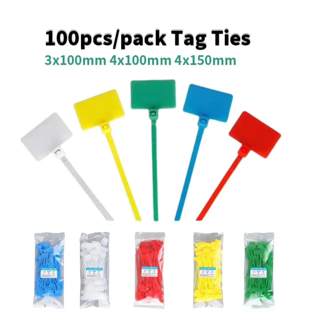 

100pcs Nylon Cable Tie Plastic Loop Ties Markers Tag Cable Self-locking Zip Ties Office Plastic Loop Ties Wire Wraps Fixing Red