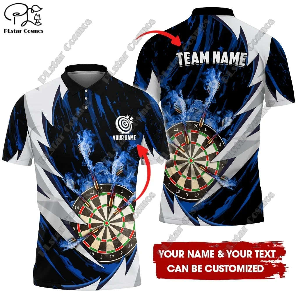 New personalized 3D printed dart throwing colorful flame pattern POLO shirt T-shirt unisex casual team throwing sports series F2