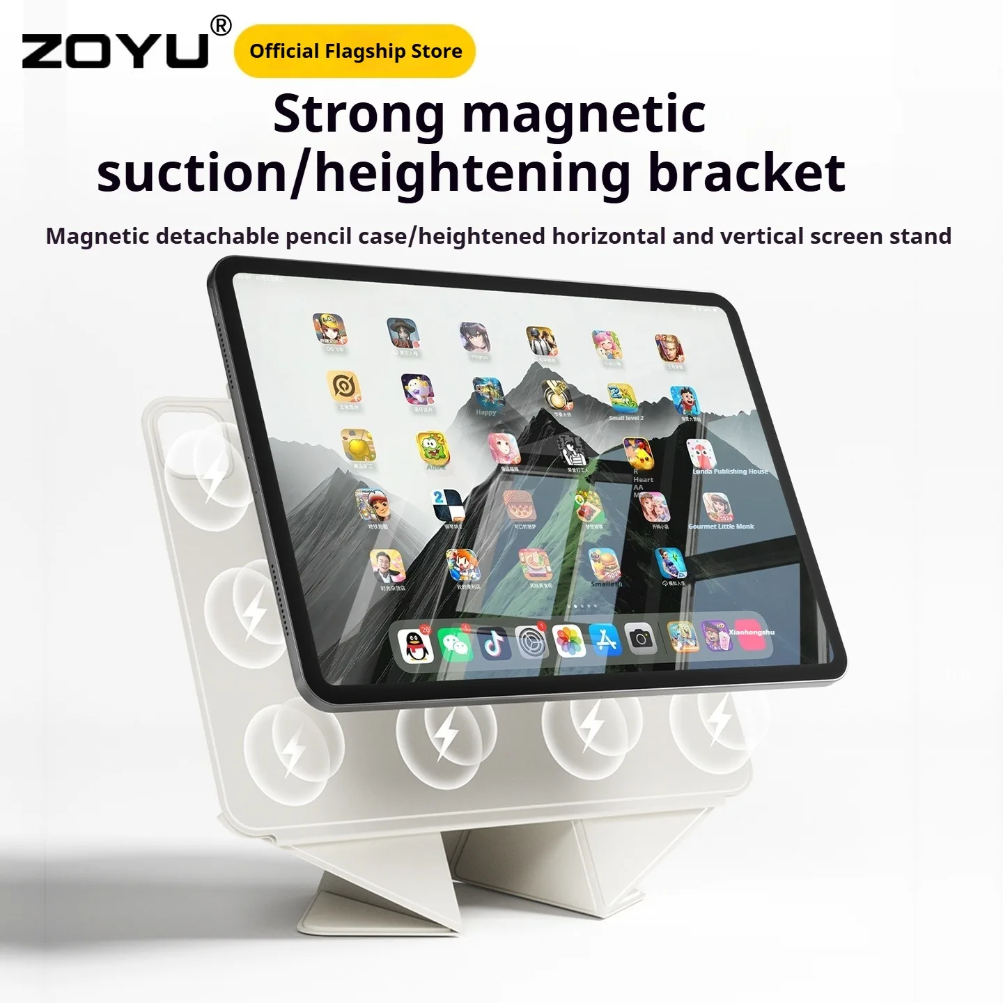 ZOYU for iPad 10/11th Increase Height Bracket Case, Magnetic Detachable Cover iPad Pro 11 12.9 Air 4/5th 11/13 Mini 6/7th