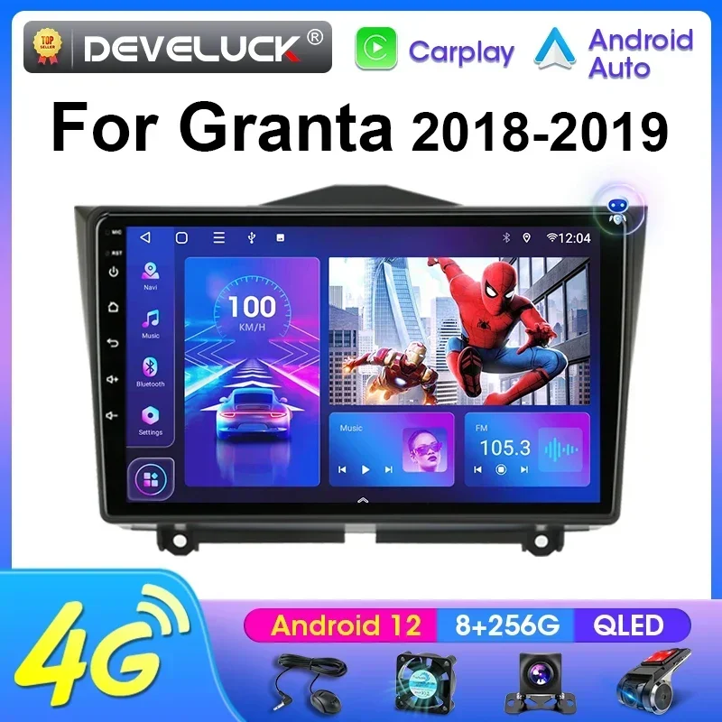 Reproductor de vídeo Multimedia de Radio estéreo para coche Android 12 de 2 Din para LADA BA3 Granta Cross 2018 2019 GPS 4G Carplay unidad principal