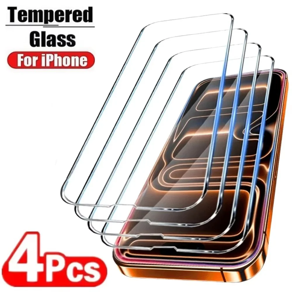 4 szt. Szkła Hartowanego do iPhone 17 16 15 14 13 12 11 Pro Max X XR, folia ochronna na ekran do iPhone 12…