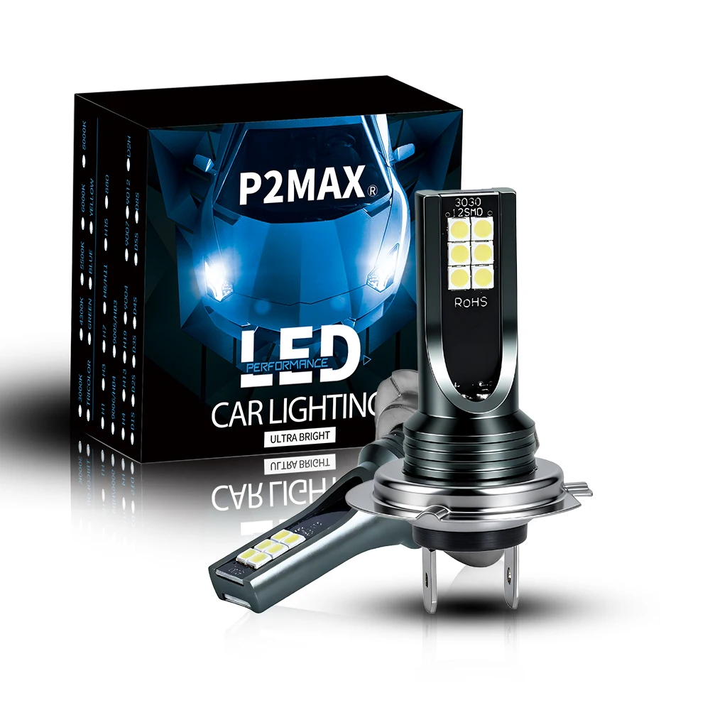 Leistungsstarke 2er-Pack H7 3030SMD 12-Chipsets 6000K Auto/Motorrad LED-Scheinwerferlampen Plug-and-Play für Fahrzeug-Frontscheinwerfer und Nebellichter