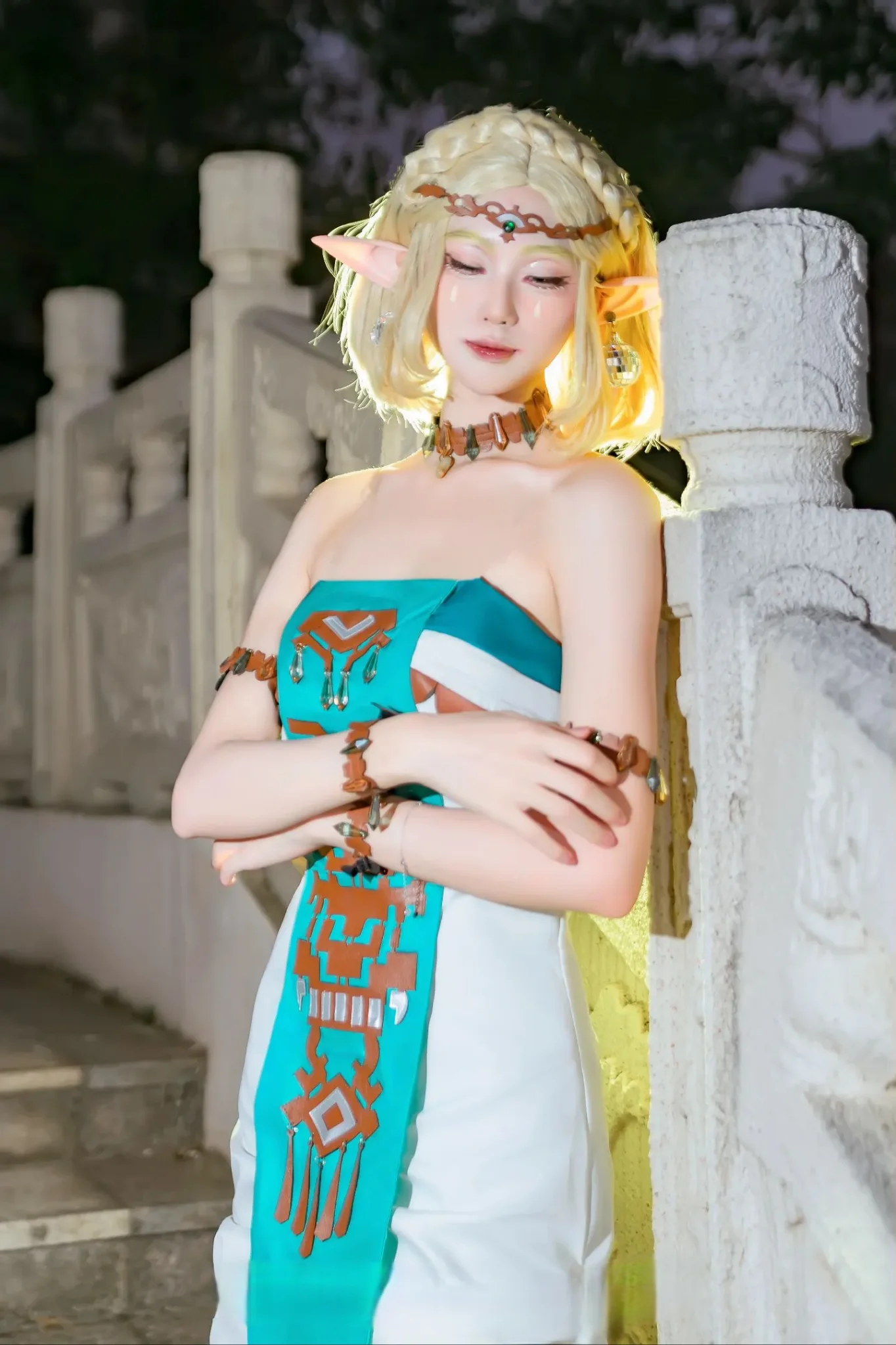 High Quality Printed Elf Princess Cosplay Costume Full Set For Women Halloween Carnival Party view 3