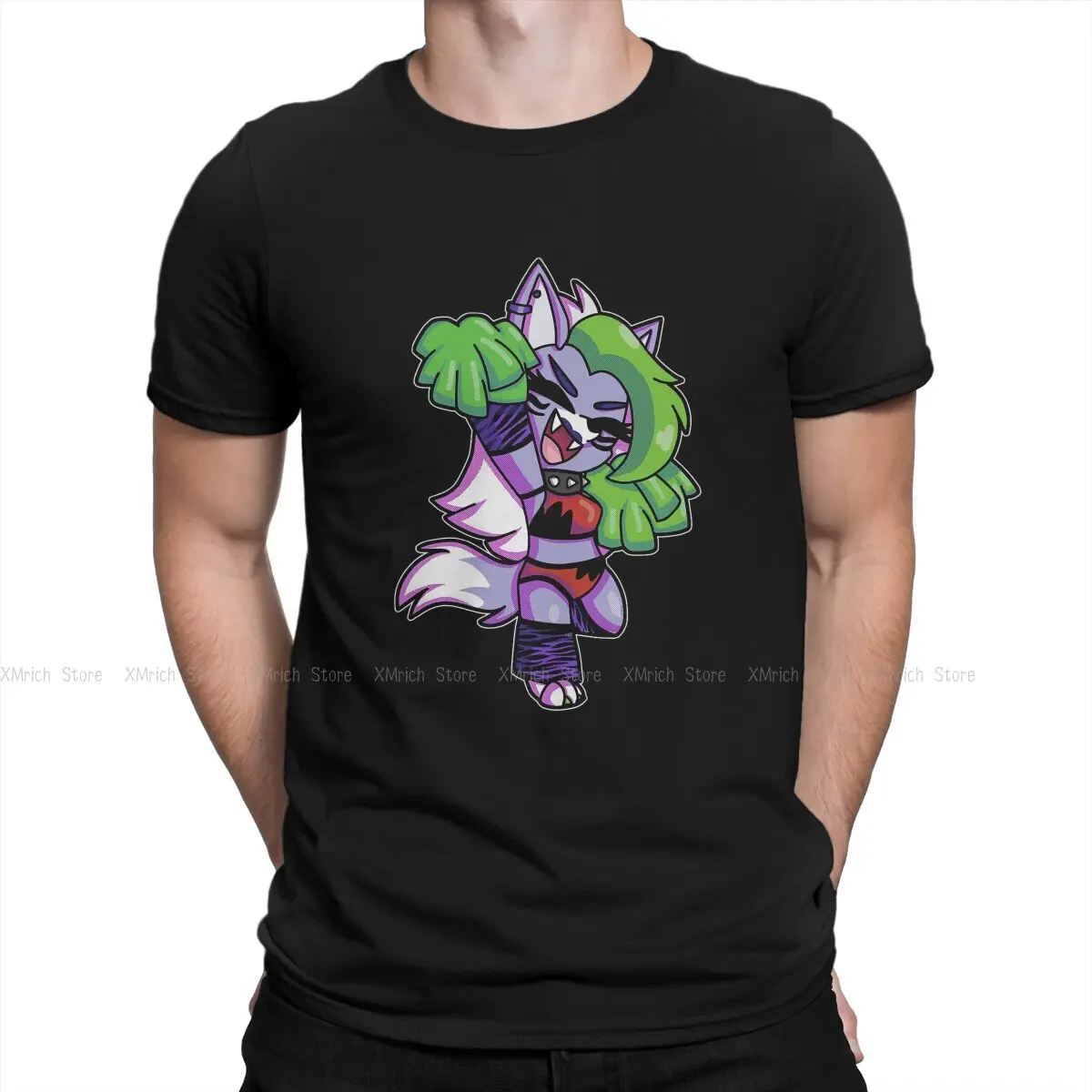 Roxanne Wolf Essential Men T Shirts FNAF Game Security Breach Unique Tees Short Sleeve Round Neck T-Shirt 100% Cotton