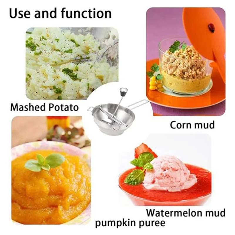 

A23E-Puree Maker, Masher для картофеля, стальной инструмент для измельчения овощей и фруктов, прессовая пюре для тыквы, пищевая мельница