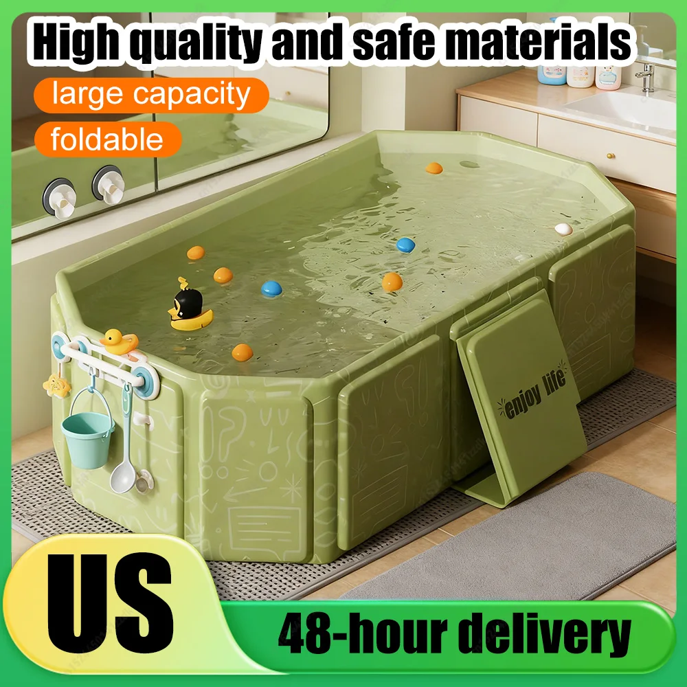 

Portable Collapsible Baby Bath Tub for Infants Toddlers Odorless PP Material 40-Degree Golden Angle Shower Basin with Drain Outl