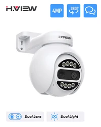 H.VIEW PTZ IP 카메라, 8 배 줌 듀얼 렌즈, 사람 감지 CCTV 카메라, 4MP 스마트 홈 야외 PoE 감시 카메라, ICSEE 앱