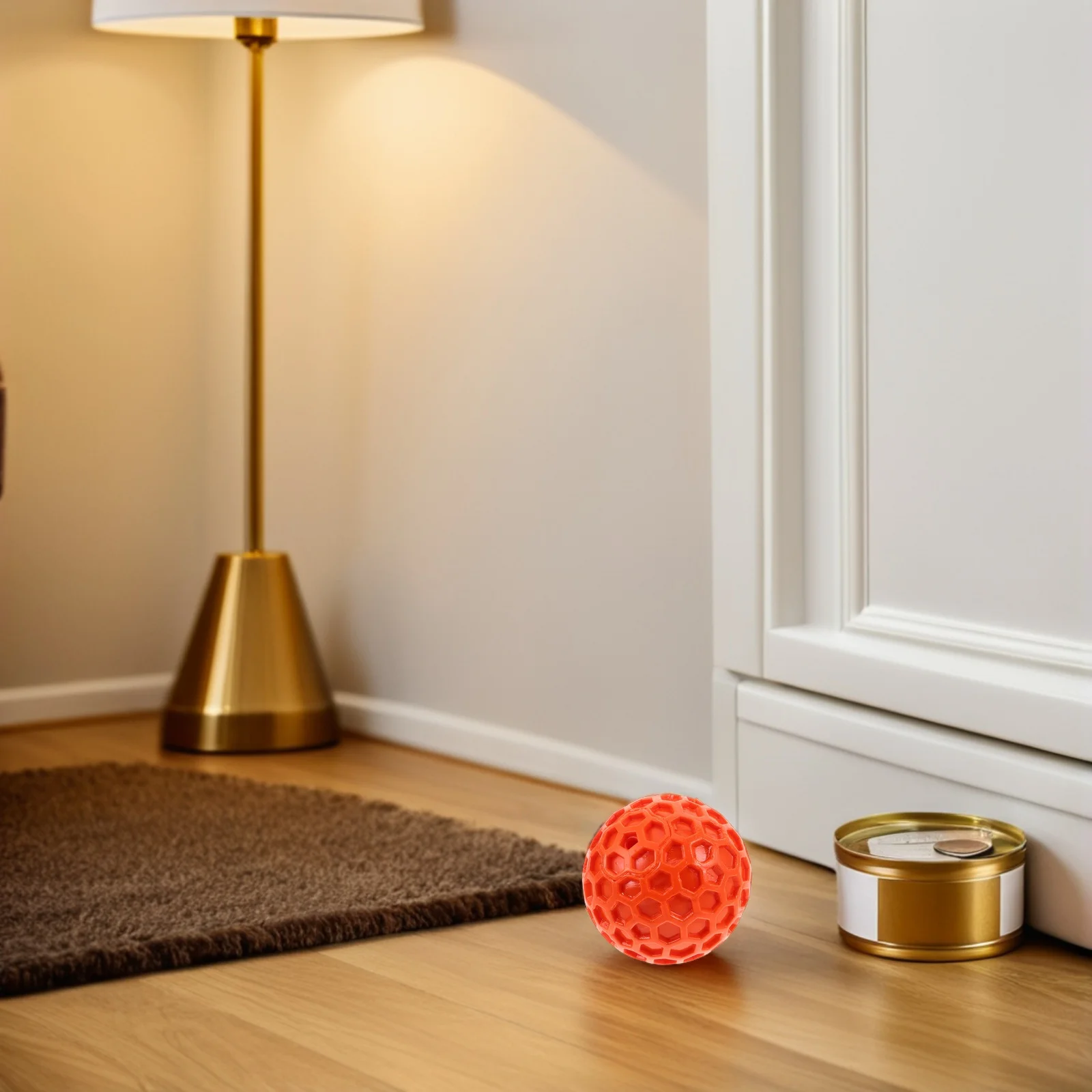 

Soft Rubber Squeaky Dog Ball Honeycomb Texture Chew Resistant for Interactive Play Fetch Training Small to Medium Dogs Pet