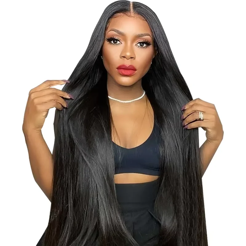 ISEE Hair Glueless 13x6 Straight Full Lace Frontal Wigs HD Pre Cut Lace Pre Plucked Invisi Draw Strings Virgin Human Hair Wigs