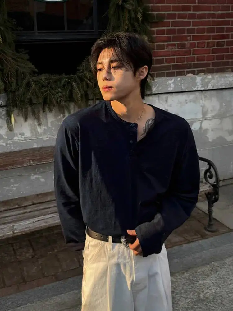 

2025 Autumn New Trendy Long Sleeve T-Shirt Casual Versatile Pullover O-neck Male Tops Casual Men Clothing All-match