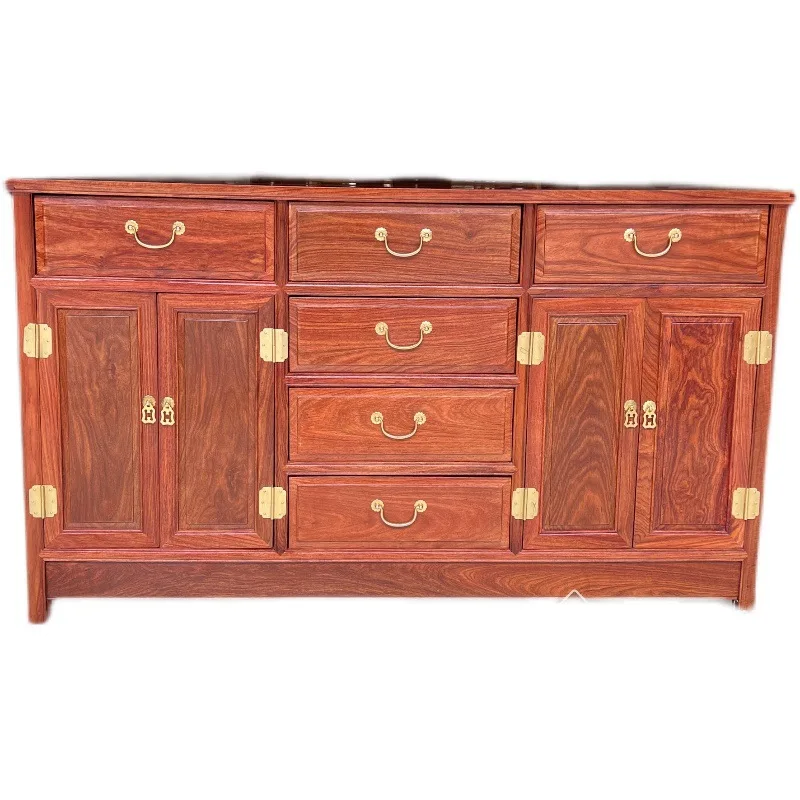 

mahogany dining side cabinet, red sandalwood new Chinese solid wood entrance cabinet
