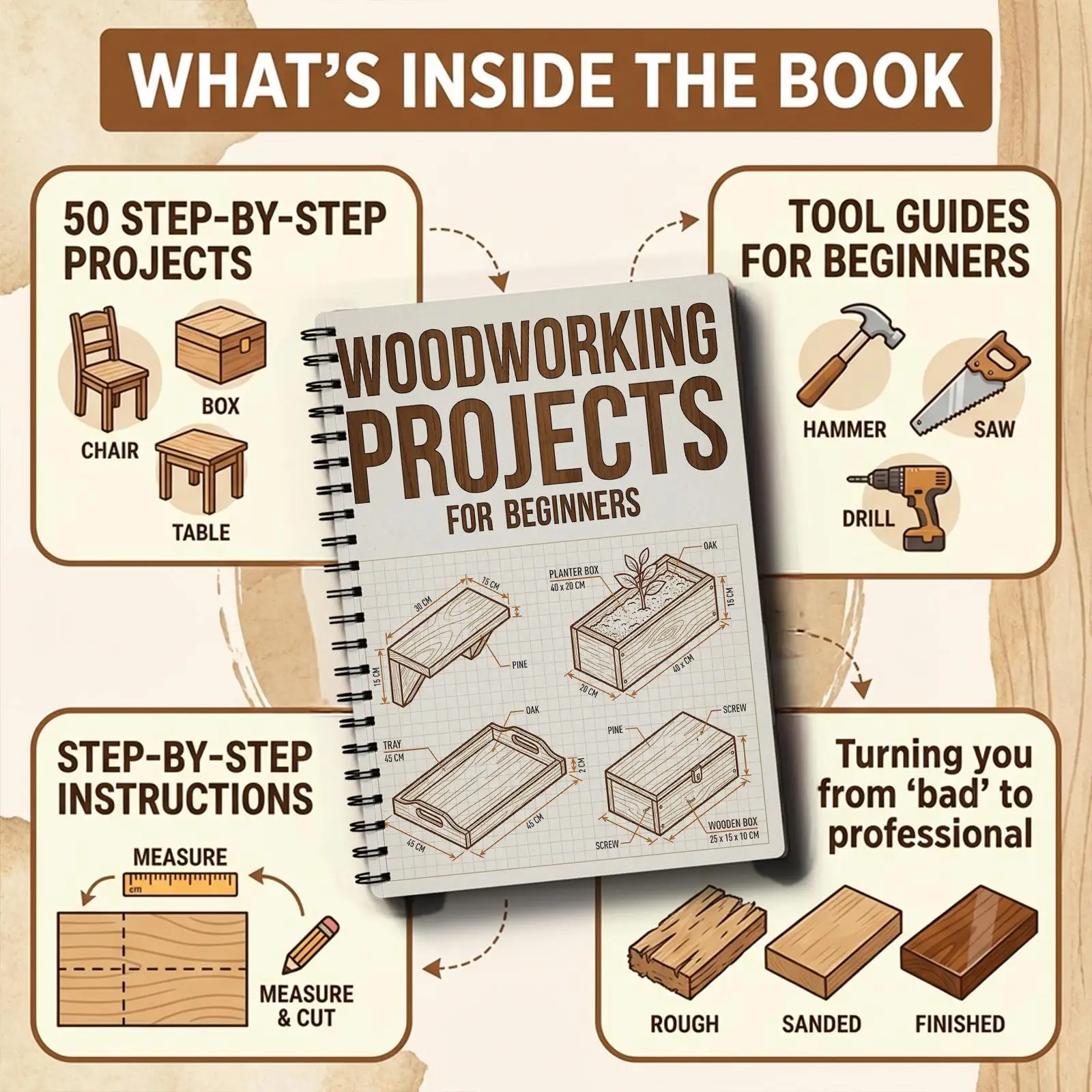 Easy Woodworking Plans for Beginners Simple DIY Projects Home Crafts and Hobbies Guide Book