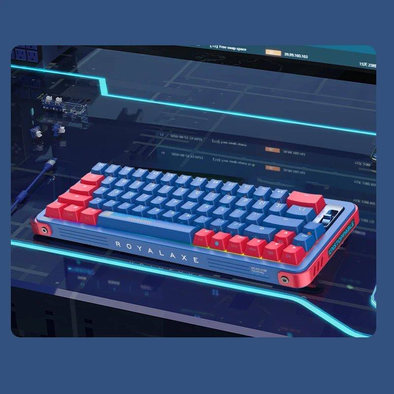 Imagem -02 - Royal Axe Y68 Teclado Gaming Teclado Mecânico Hot Swappable Pcb Rgb Interruptor de Iluminação tipo c 2.4g bt Modo sem Fio