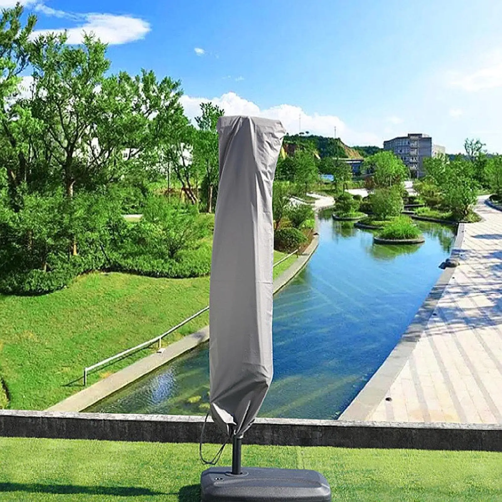 Garden Parasol Cover Heavy Duty Waterproof Umbrella Case Drawstring Bottom for Patio Market Rain Shield