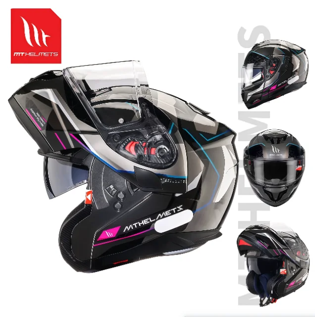 Hot Flip Up Helmet Motorcycle Mt Atom Sv M-4XL Color Options Original Helmets Double Visors for Motocross ABS Shell Casco Moto