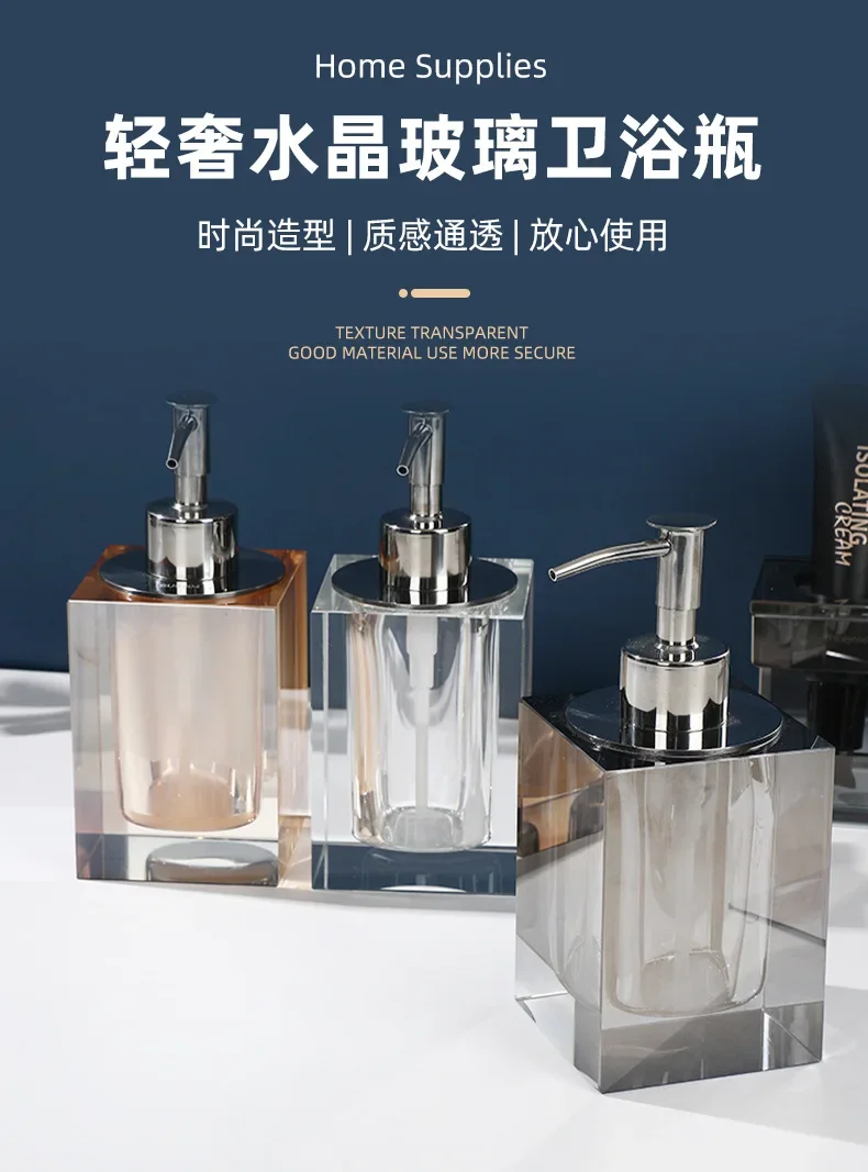 High End Transparent Crystal Glass Lotion Bottled Hand Sanitizer Shampoo Dispenser Bathroom Accessories Soap Dispenser