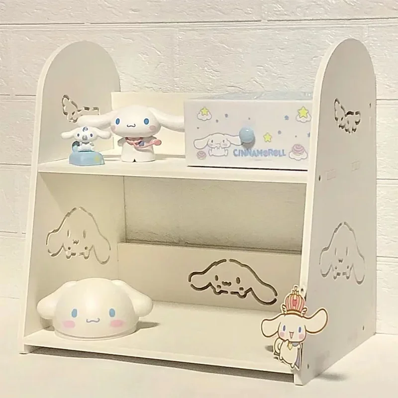 Sanrio Cinnamoroll Hello Kitty Estante para Crianças, Anime Kawaii, Desktop bonito dos desenhos animados, Organizando Caixa De Armazenamento,