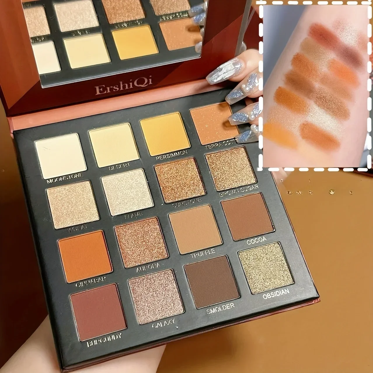 16가지 컬러 아이섀도 팔레트 쉬머 & 매트 마감 오래 지속되는 색소가 풍부한 미네랄 파우더 하이라이터 전문 메이크업