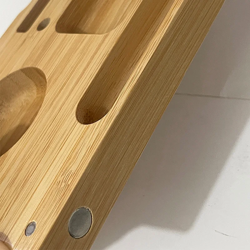 Foldable Bamboo Tray Rolling Cleaning Brush PreRolled Grinders Backflip Tray Console Living Room Organizer Spice Mill Stand Tool