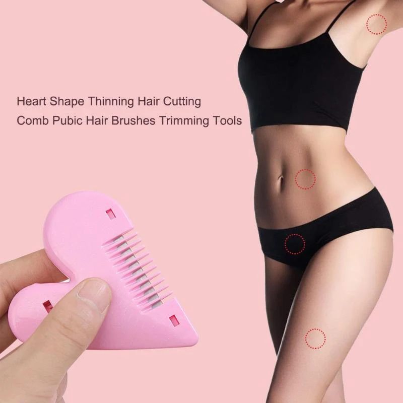 Roze Mini Trimmer Liefde Hart Vorm Haar Knippen Kam Body Bikini Ontharing Schaamhaar Borstels Met Messen Trimgereedschap