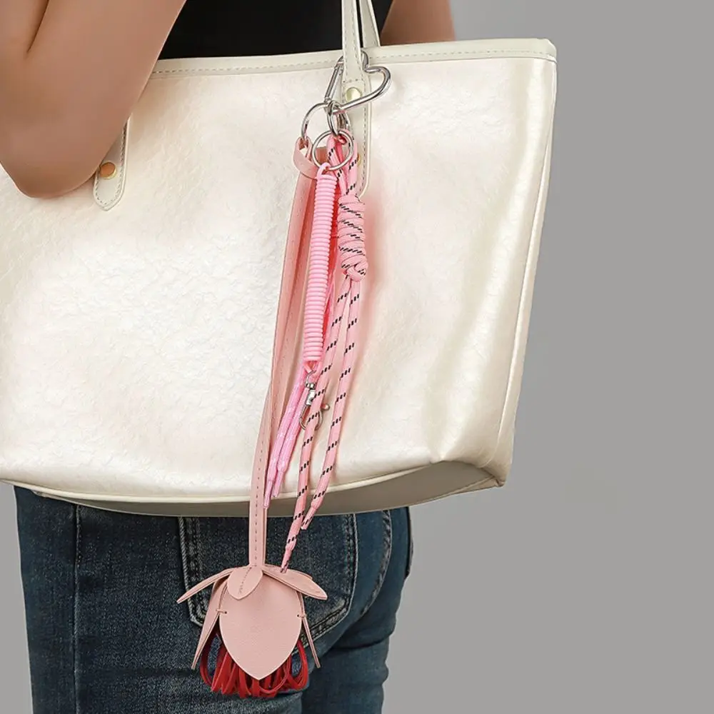 

Multi-color Hanger Flower Pu Leather Pendant Car Keyring Cartoon Leather Keychain Fashion Creative Bag Pendant Women