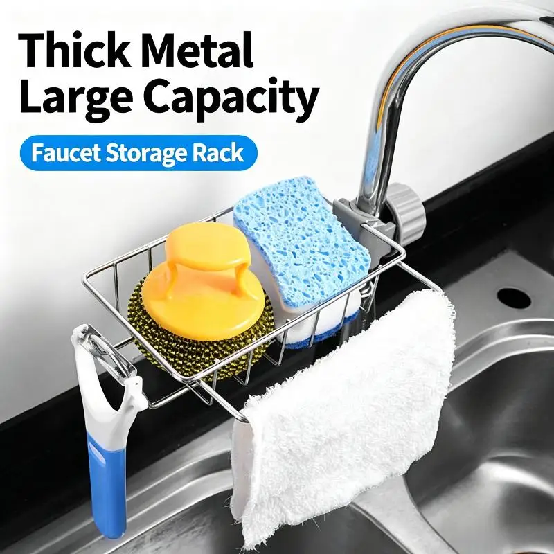 Kitchen Sink Drain Rack Sponge Storage Flexible Faucet Holder Soap Drainer Towel Rack Shelf Organizer Kitchen Accessories
