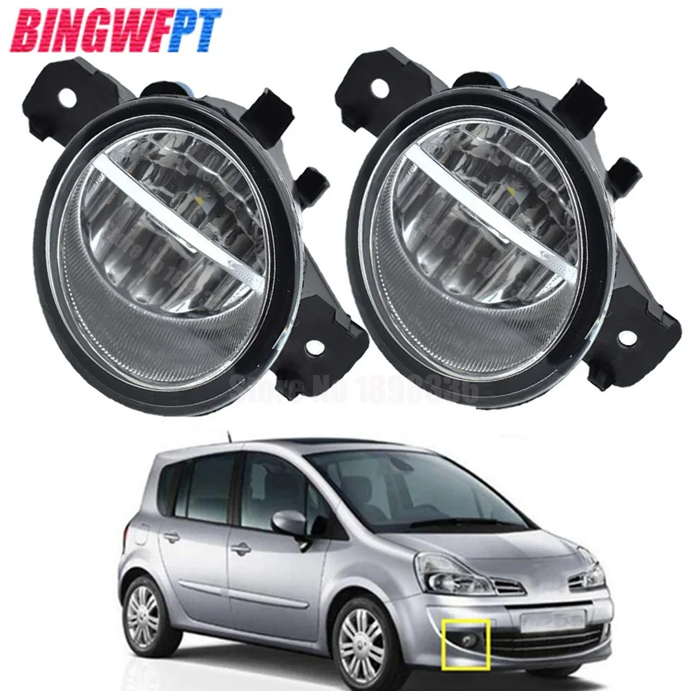 

2x Fog Lamp (Left + Right) Auto Front Bumper LED Fog Light For Renault CLIO 2 3 LAGUNA MODUS ESPACE 4 GRAND MODUS WIND 2001-2015