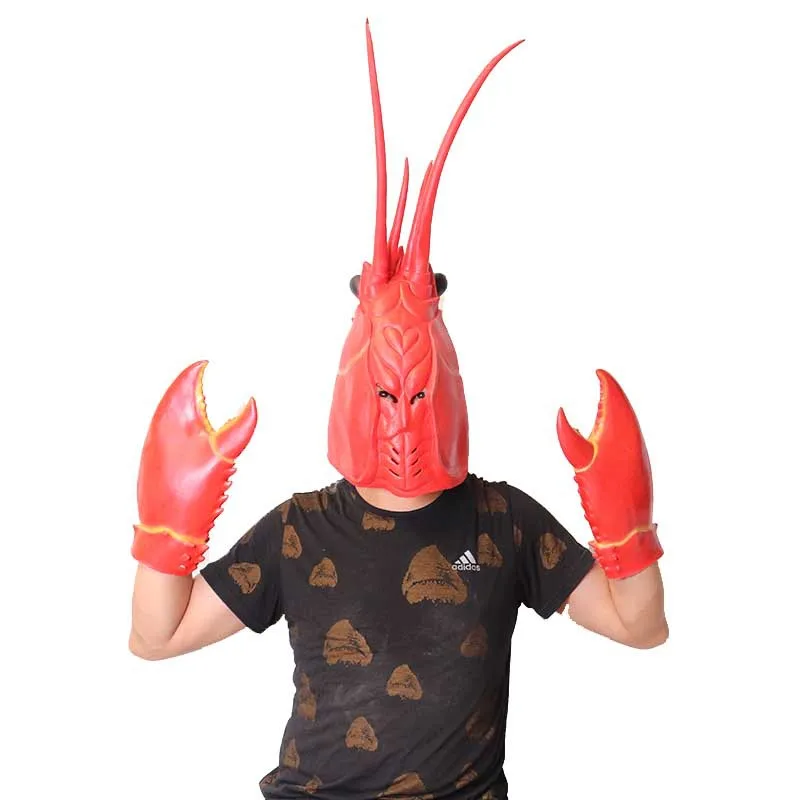 Cosplay Prawn Lobster Headdress Animal Mask Stage Performance Crab Claw Big Pincers Creative Latex Gloves Role Play Props