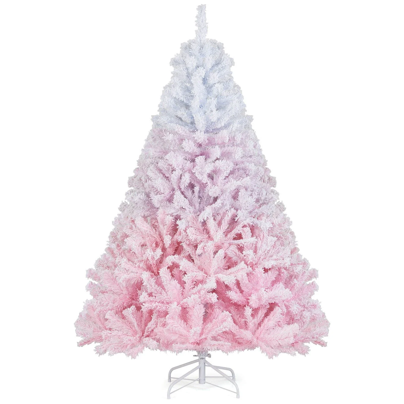 

6FT Artificial Christmas Tree w/820 Lush Branch Tips, Foldable Metal Stand