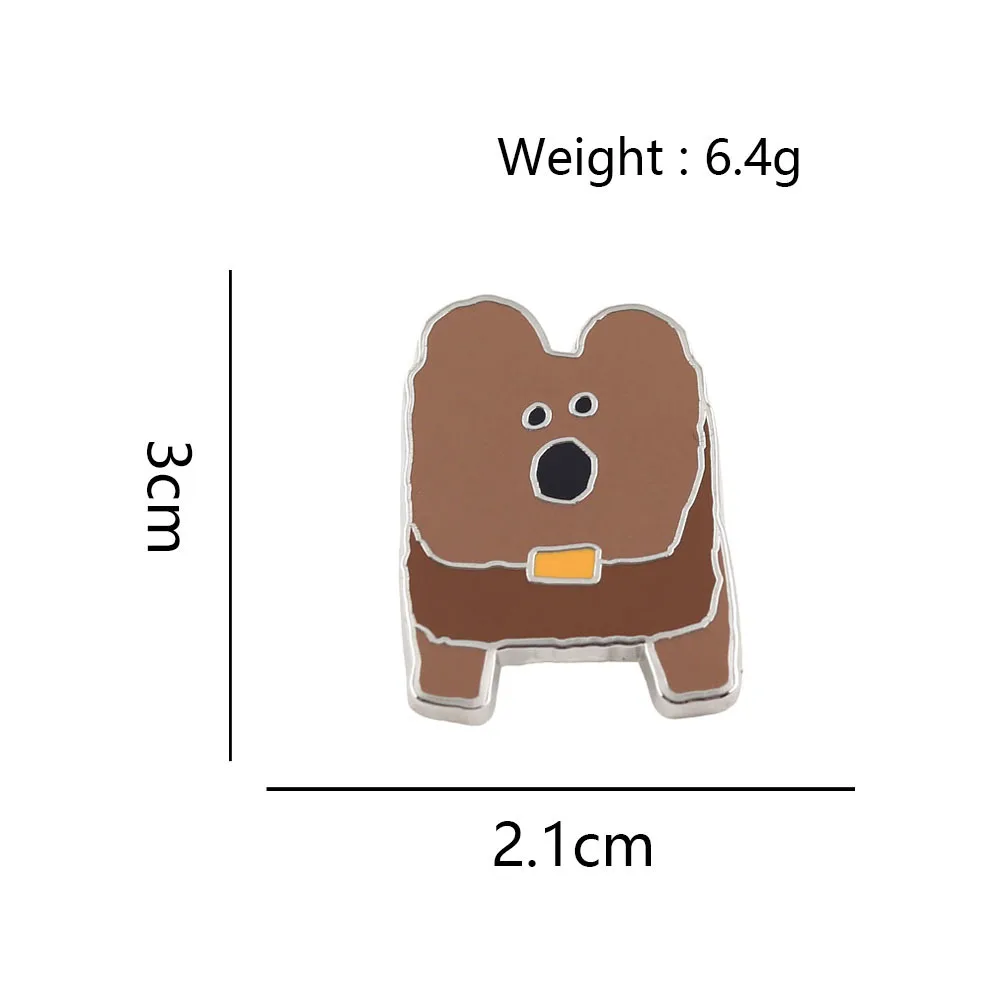 Creative Naive Art Puppy Brooches Funny Doodle Brown Bear Enamel Pin Quirky Animal Badge Clothes Backpack Lapel Pin Jewelry Gift view 5