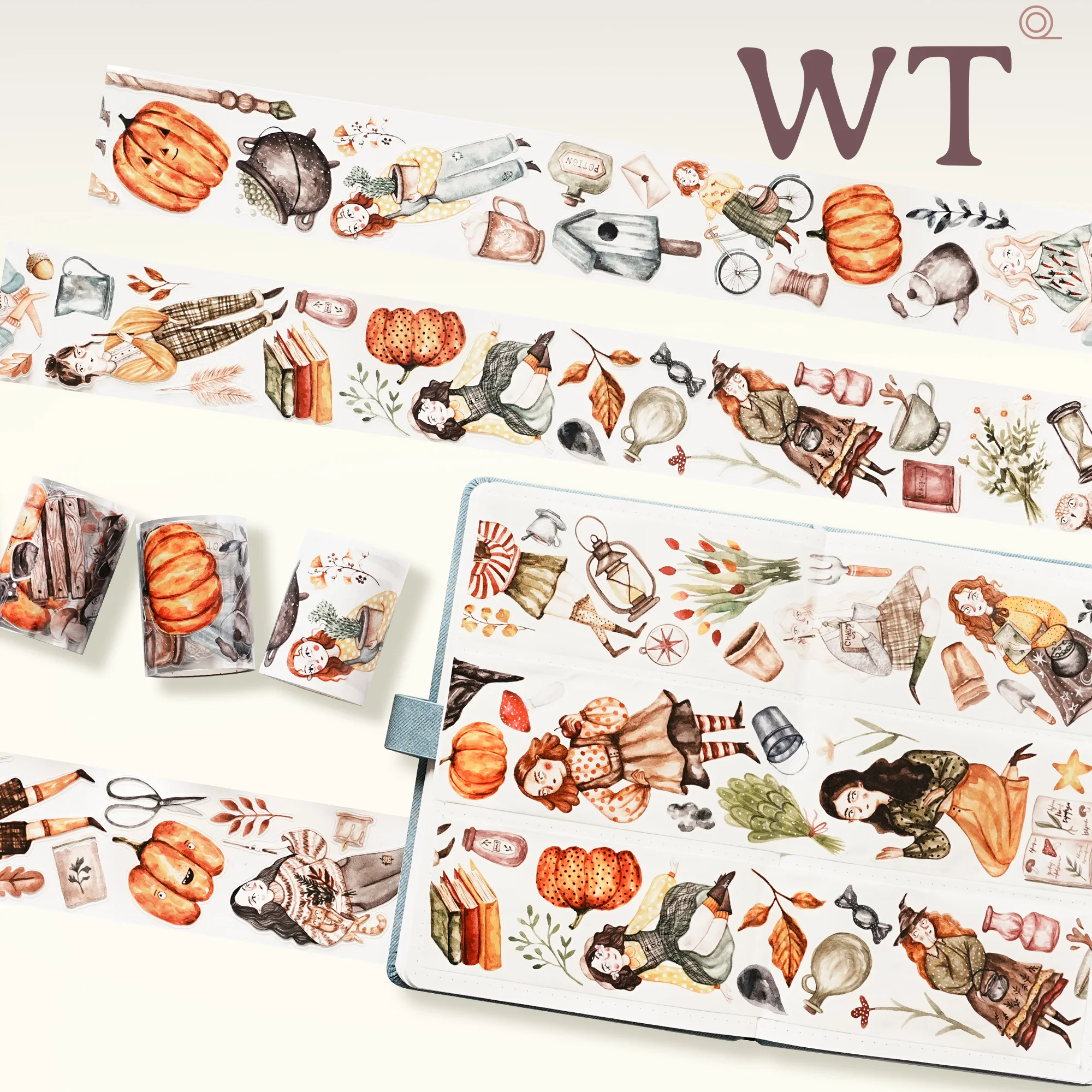 

НОВАЯ лента Washi PET на тему Хэллоуина 2025 года, WT, тыква, ночное приключение, задумчик ведьмы, высечка