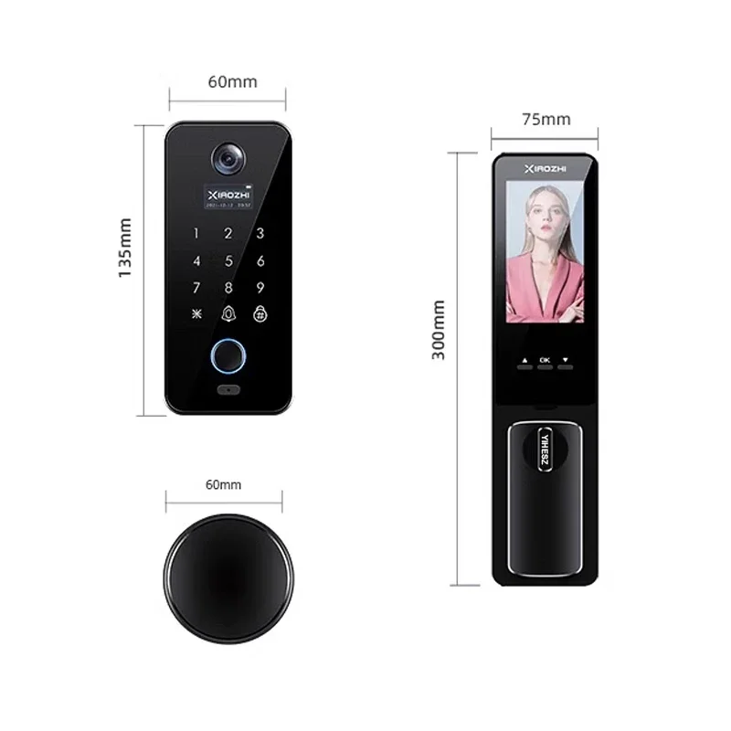 Tuya-顔認識ロック,指紋ドアロック,パスワード,スマートカード,Bluetooth,内蔵ドアベル,HDのぞき穴